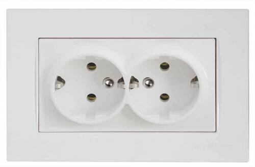 Rita Double Socket with UPS (French) White