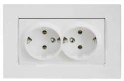 Rita Double Socket with UPS (French) White - Thumbnail