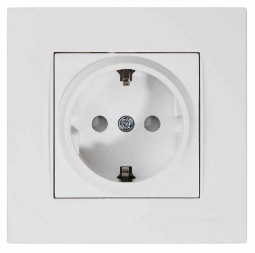 Rita Earthed Socket with Child Protection White