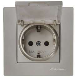 Rita Earthed Socket with Cover White - Thumbnail