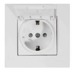 Rita Earthed Socket with Cover White - Thumbnail