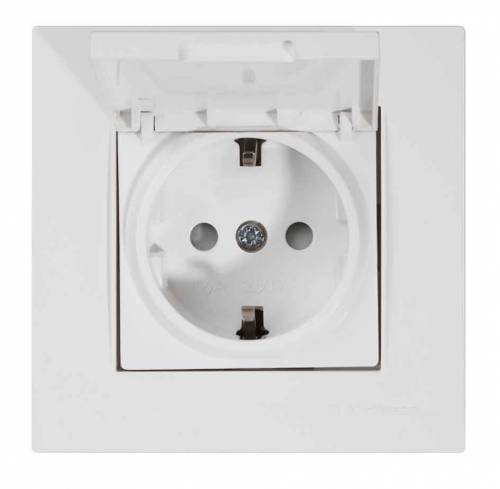 Rita Earthed Socket with Cover White