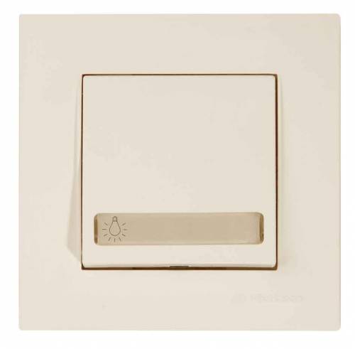 Rita Illuminated 1G 1W Switch with Label (Push Plate) (Easy Connection) White 220V