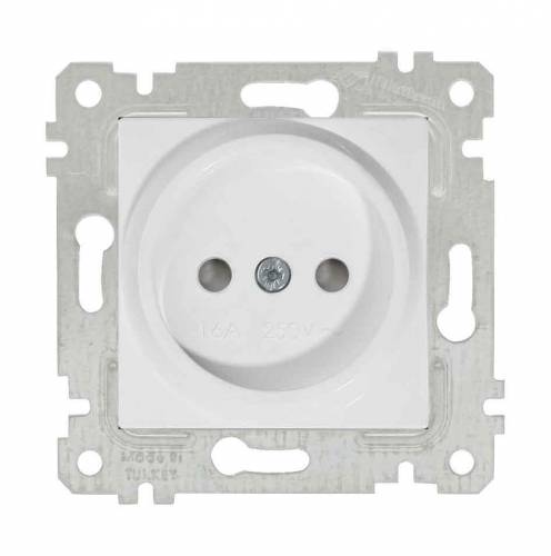 Rita Mechanism+Plate Socket Outlet with Child Protection Non-Earthed White