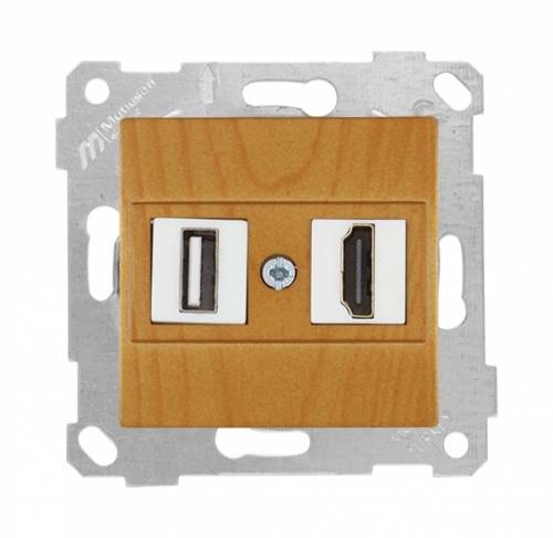 Rita Mechanism+Plate Data Socekt 1*USB/1*HDMI White