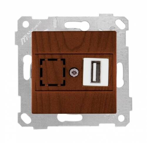 Rita Mechanism+Plate Data Socekt 1*USB White