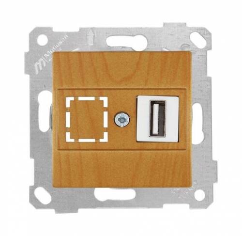 Rita Mechanism+Plate Data Socekt 1*USB White