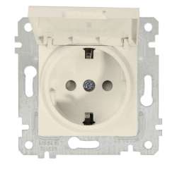 Rita Mechanism+Plate Earthed Socket with Child Protection Cover White - Thumbnail