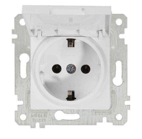 Rita Mechanism+Plate Earthed Socket with Cover White