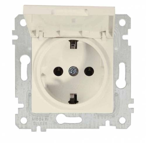 Rita Mechanism+Plate Earthed Socket with Cover White