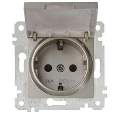 Rita Mechanism+Plate Earthed Socket with Cover White - Thumbnail