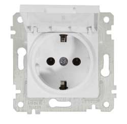 Rita Mechanism+Plate Earthed Socket with Cover White - Thumbnail