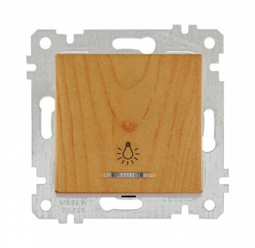 Rita Mechanism+Plate Illuminated One Gang One Way (Push Plate) Switch White (Easy Connection)