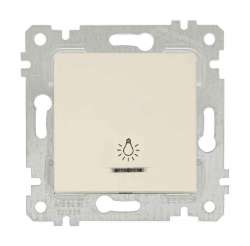 Rita Mechanism+Plate Illuminated One Gang One Way (Push Plate) Switch White (with Screw) - Thumbnail