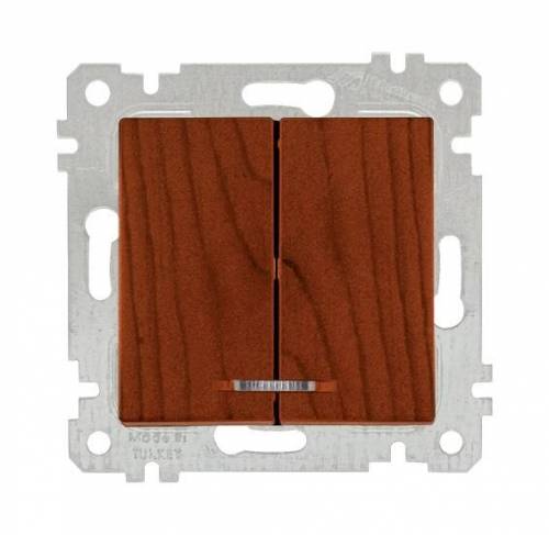 Rita Mechanism+Plate Illuminated Two Gang One Way Switch White (with Screw)