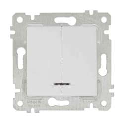 Rita Mechanism+Plate Illuminated Two Gang One Way Switch White (with Screw) - Thumbnail