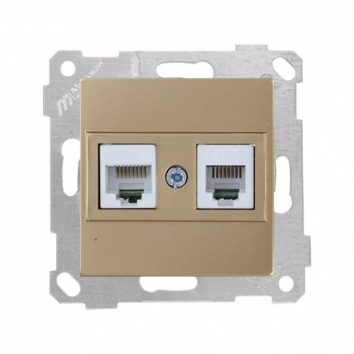 Rita Mechanism+Plate Telephone Data Socket (Rj12 Cat5E) White