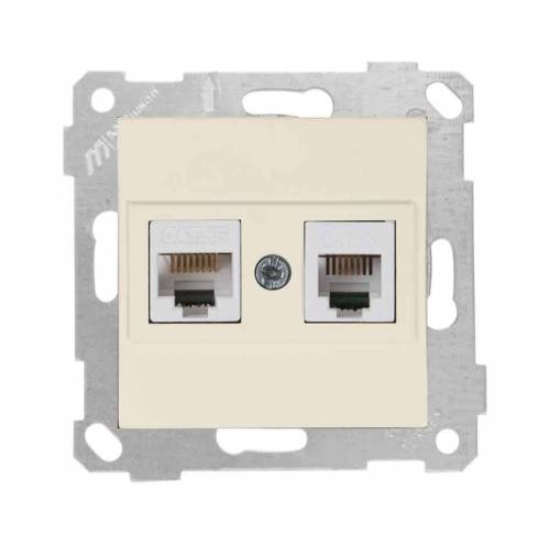 Rita Mechanism+Plate Telephone Data Socket (Rj12 Cat5E) White