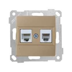 Rita Mechanism+Plate Telephone Data Socket (Rj12 Cat5E) White - Thumbnail