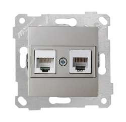 Rita Mechanism+Plate Telephone Data Socket (Rj12 Cat5E) White - Thumbnail