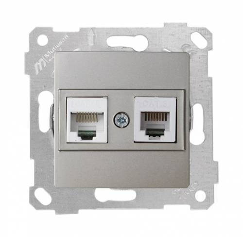 Rita Mechanism+Plate Telephone Data Socket (Rj12 Cat5E) White