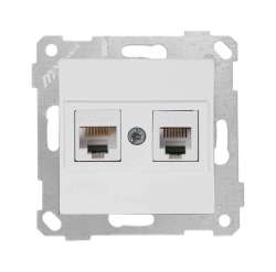 Rita Mechanism+Plate Telephone Data Socket (Rj12 Cat5E) White - Thumbnail