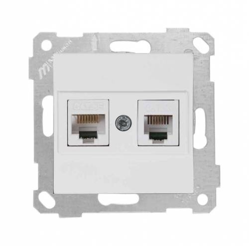 Rita Mechanism+Plate Telephone Data Socket (Rj12 Cat5E) White