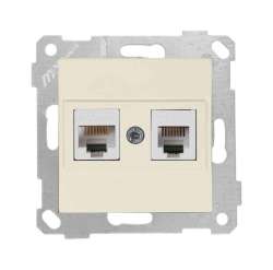 Rita Mechanism+Plate Telephone Data Socket (Rj12 Cat5E) White - Thumbnail