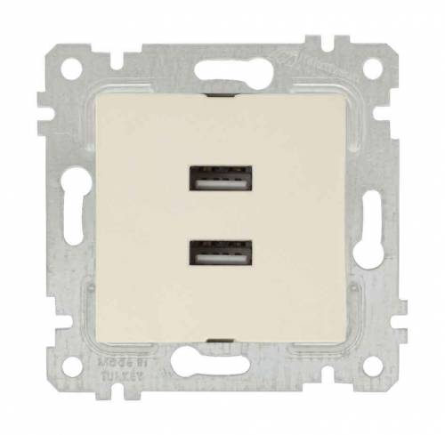 Rita Mechanism+Plate USB Charge Two Socket White