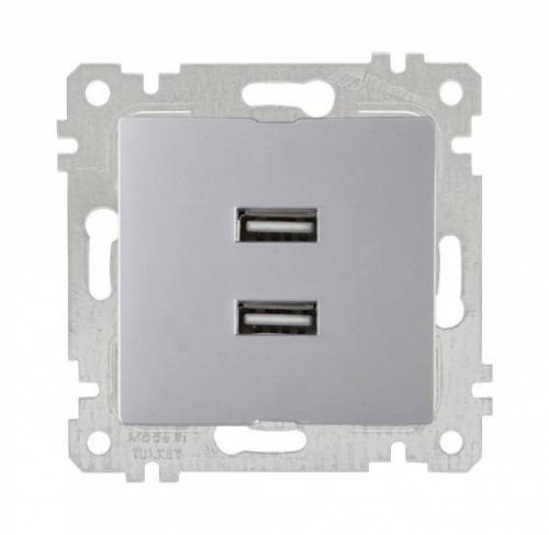 Rita Mechanism+Plate USB Charge Two Socket White