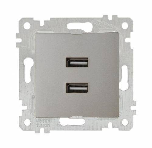 Rita Mechanism+Plate USB Charge Two Socket White