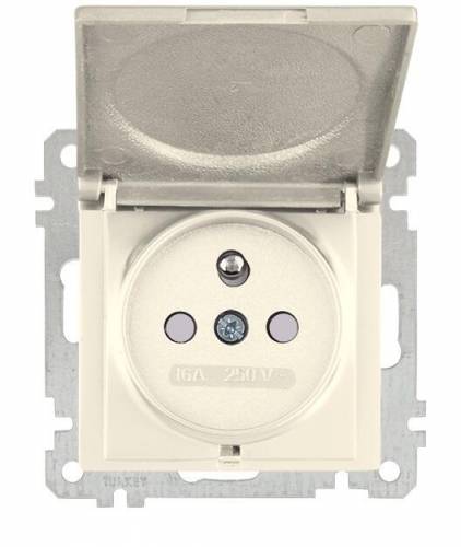 UPS Socket (French) With Cover White (Child Protection)