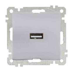 USB Charge Socket (Mech+plate) White - Thumbnail