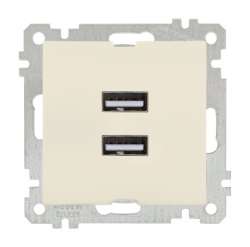 USB Charge Two Socket (Mech+plate) White - Thumbnail