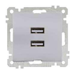 USB Charge Two Socket (Mech+plate) White - Thumbnail